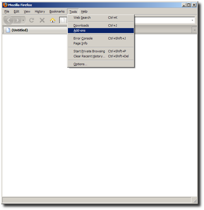 Firefox add-ons menu